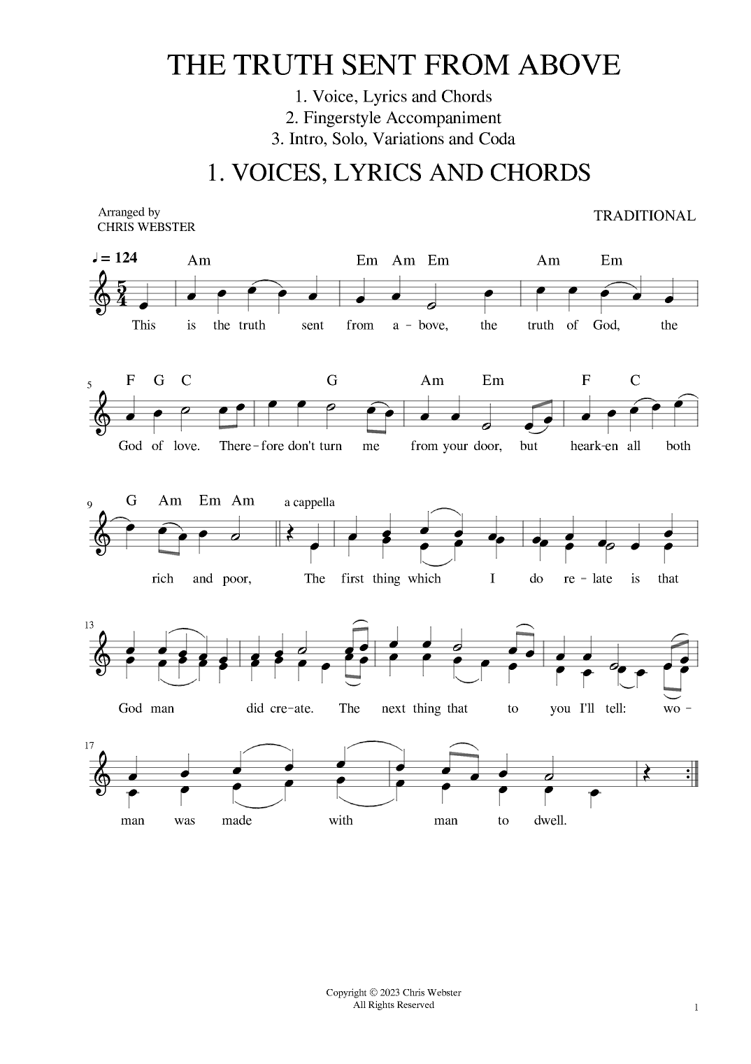 The Truth Sent from Above: Folk Uke #9 (arr. Chris Webster)