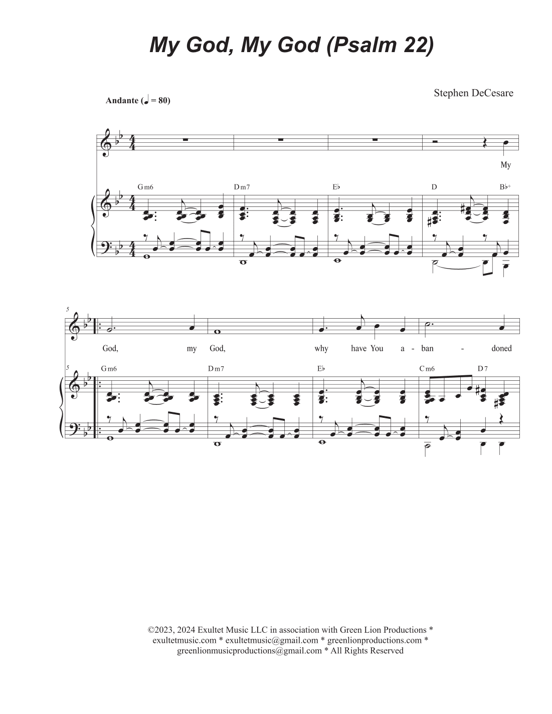 My God, My God (Psalm 22) (Vocal solo)