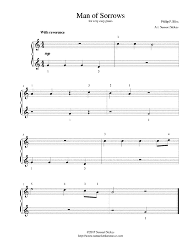 Man of Sorrows (Hallelujah, What a Savior) - for very easy piano (arr. Samuel Stokes)