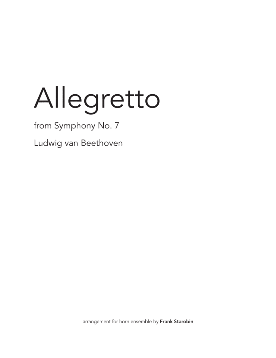 Allegretto from Symphony 7 for Horn Choir (arr. Frank Starobin)