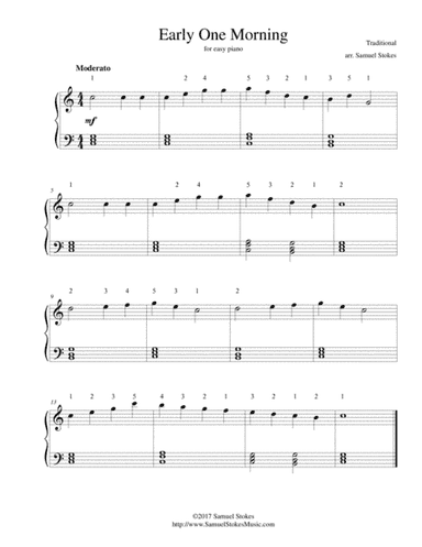 Early One Morning - for easy piano (arr. Samuel Stokes)