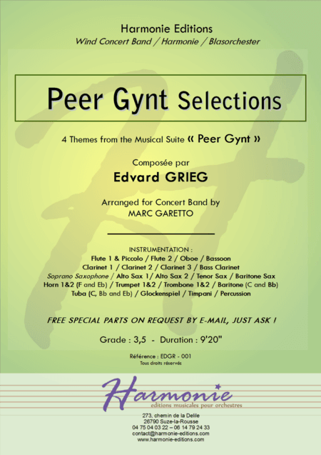Peer Gynt Selections for Concert Band - Edvard Grieg - Arr. Marc Garetto (arr. Marc GARETTO)