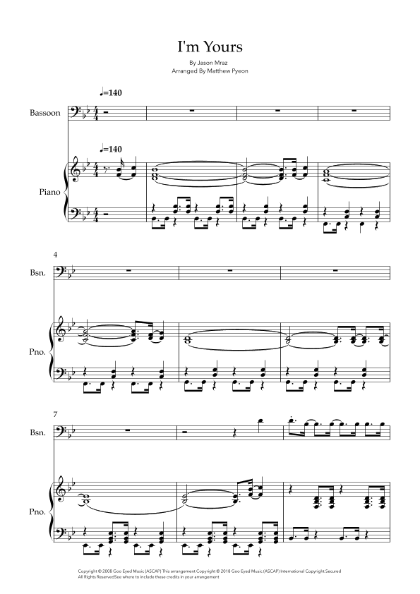 I'm Yours (arr. Matthew pyeon)