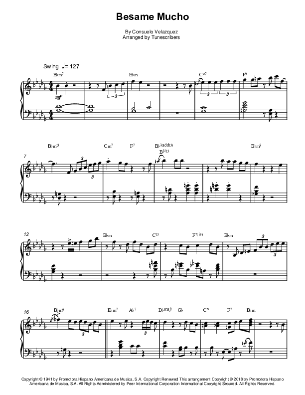 Besame Mucho (arr. Tunescribers)