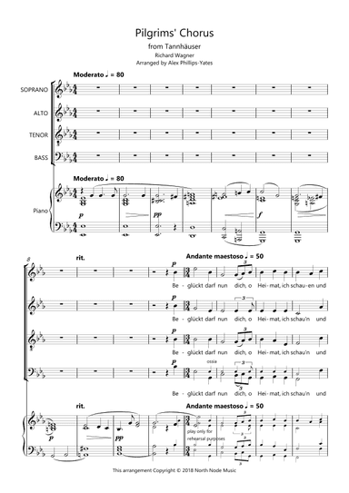 Pilgrims' Chorus (Pilgerchor) from "Tannhäuser" (SATB + piano) (arr. Alex Phillips-Yates)