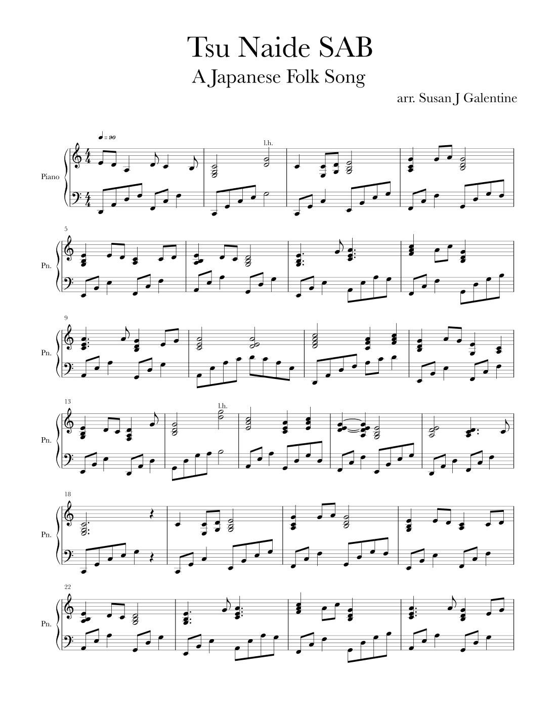 Tsu Naide SAB piano only score