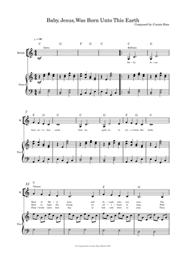 Baby, Jesus, Was Born Unto This Earth - Solo and Piano