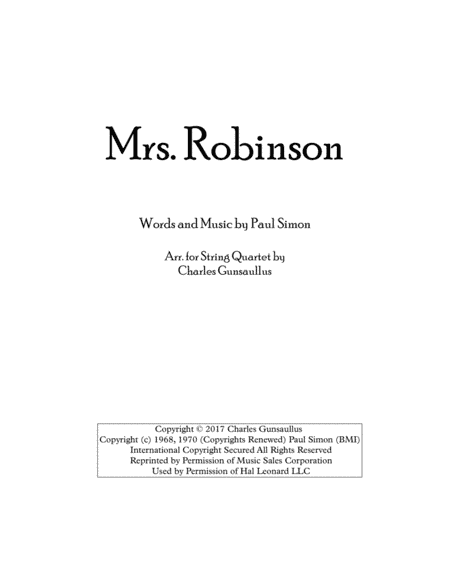 Mrs. Robinson (arr. Charles Gunsaullus)