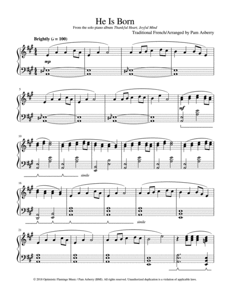 He Is Born (arr. Pam Asberry)