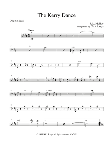 Kerry Dance (String Orchestra) Double Bass part (arr. Nick Raspa)