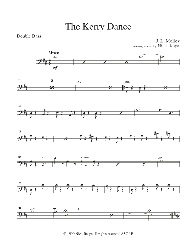 Kerry Dance (String Orchestra) Double Bass part (arr. Nick Raspa)