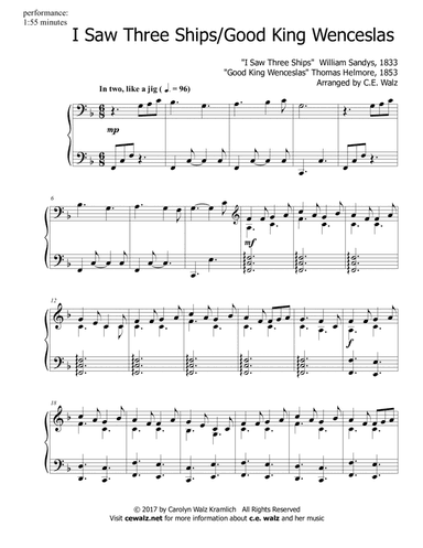 I Saw Three Ships / Good King Wenceslas - a Christmas piano solo (arr. c.e. walz)