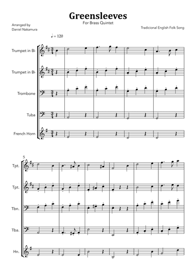 Greensleeves (for Brass Quintet) (arr. Daniel Nakamura)