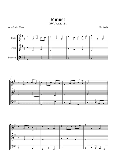 Minuet in G BWV Anh. 114 (arr. André Nusa)