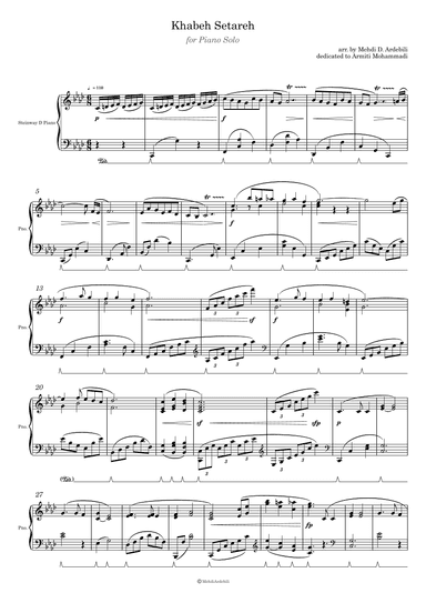 Khabeh Setareh - for Piano Solo (arr. Mehdi D. Ardebili)
