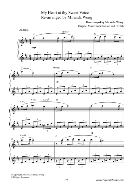 My Heart at thy Sweet Voice - Famous Piano Music No.9 (arr. Miranda Wong)