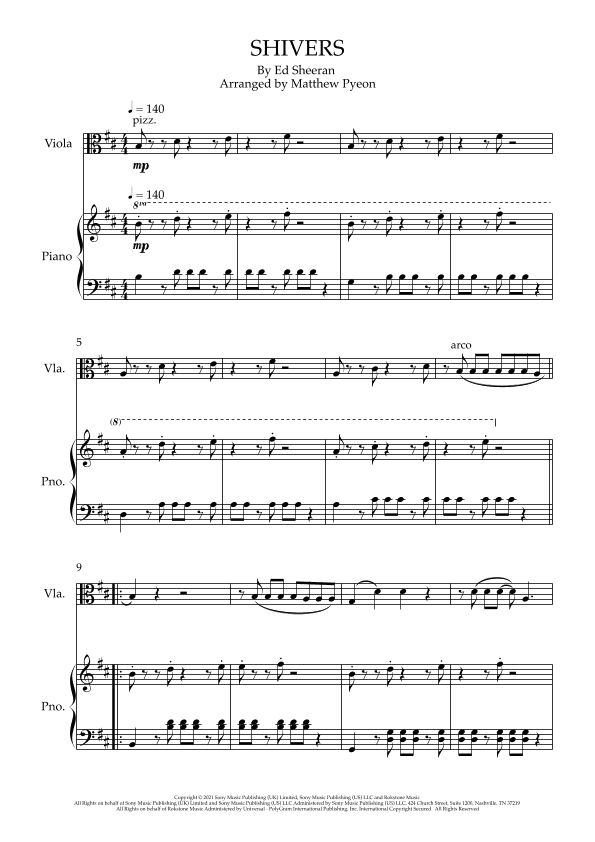 Shivers (arr. Matthew pyeon)