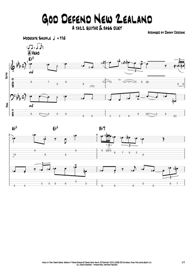 God Defend New Zealand (a jazz guitar and bass duet) (arr. Danny Crocome)
