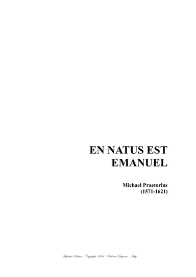 EN NATUS EST EMANUEL - M. Praetorius - For SATB Choir