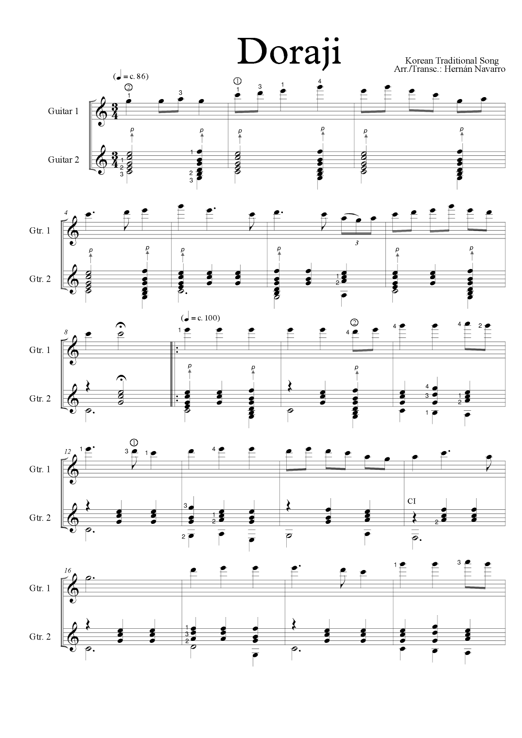 Doraji (arr. Hernán Navarro)