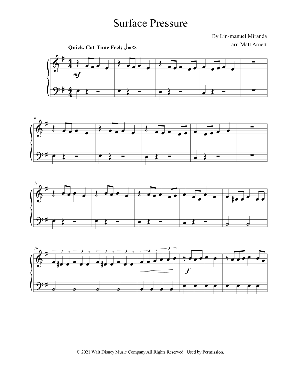 Surface Pressure (arr. Matt Arnett)