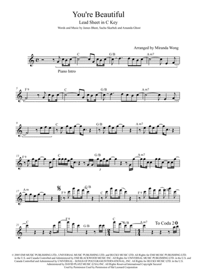 You're Beautiful (arr. Miranda Wong)