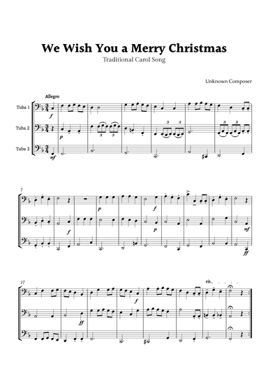 We Wish you a Merry Christmas for Tuba Trio (arr. Rika K.)