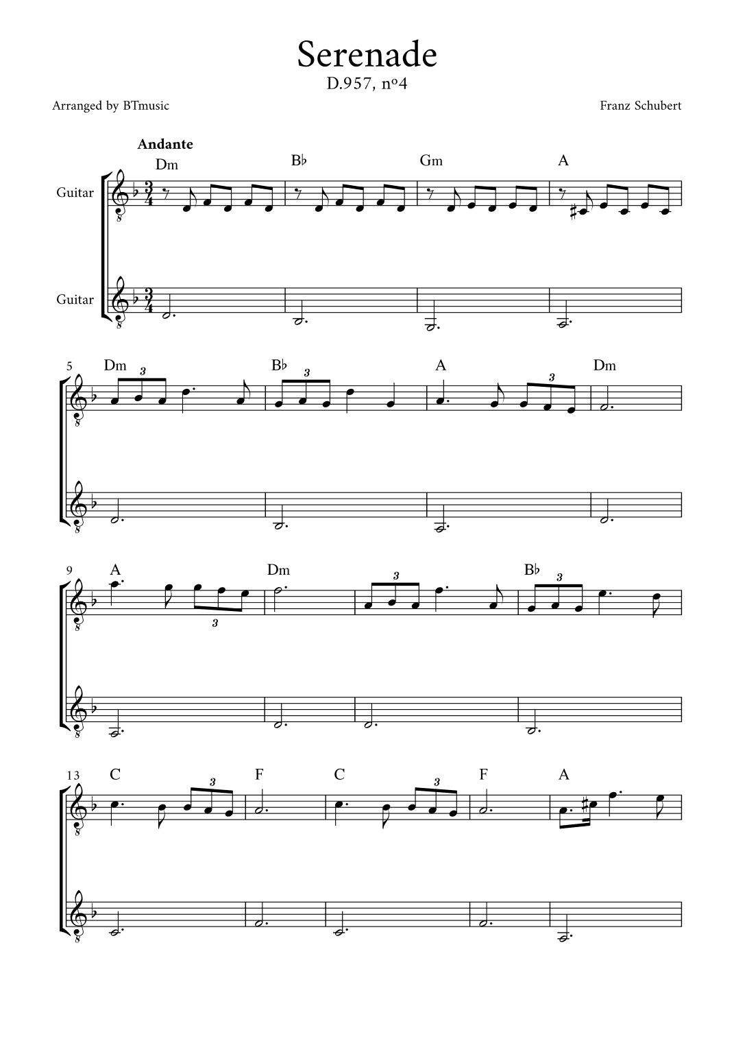 Serenade (D.957, n.4) - Schubert (arr. BTmusic)