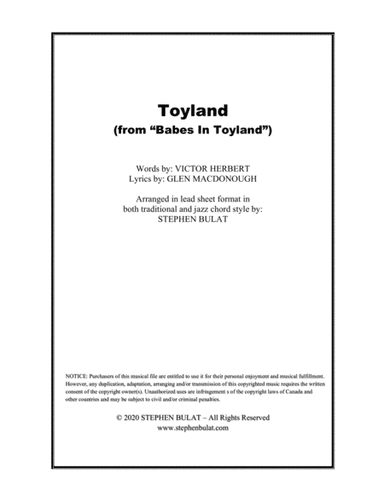 Toyland (from "Babes In Toyland") - Lead sheet arranged in traditional and jazz style (key of F) (arr. Stephen Bulat)