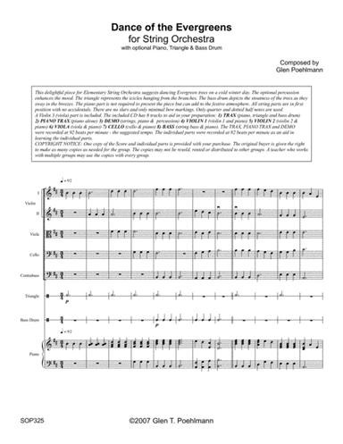 DANCE OF THE EVERGREENS for Elementary STRING ORCHESTRA with optional Piano & Perc. #325