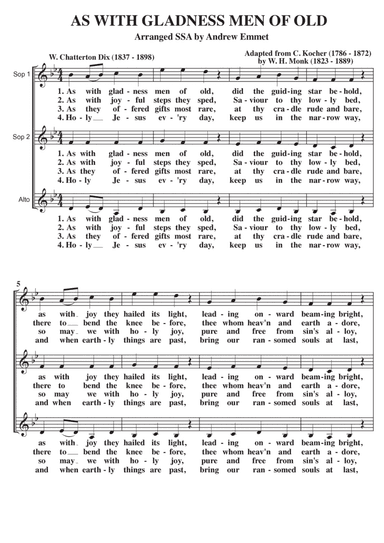 As With Gladness Men Of Old A Cappella SSA (arr. Andrew Emmet)