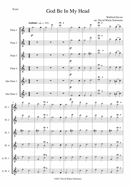 God be in my head for flute sextet (4 flutes, 2 alto flutes) (arr. David Warin Solomons)