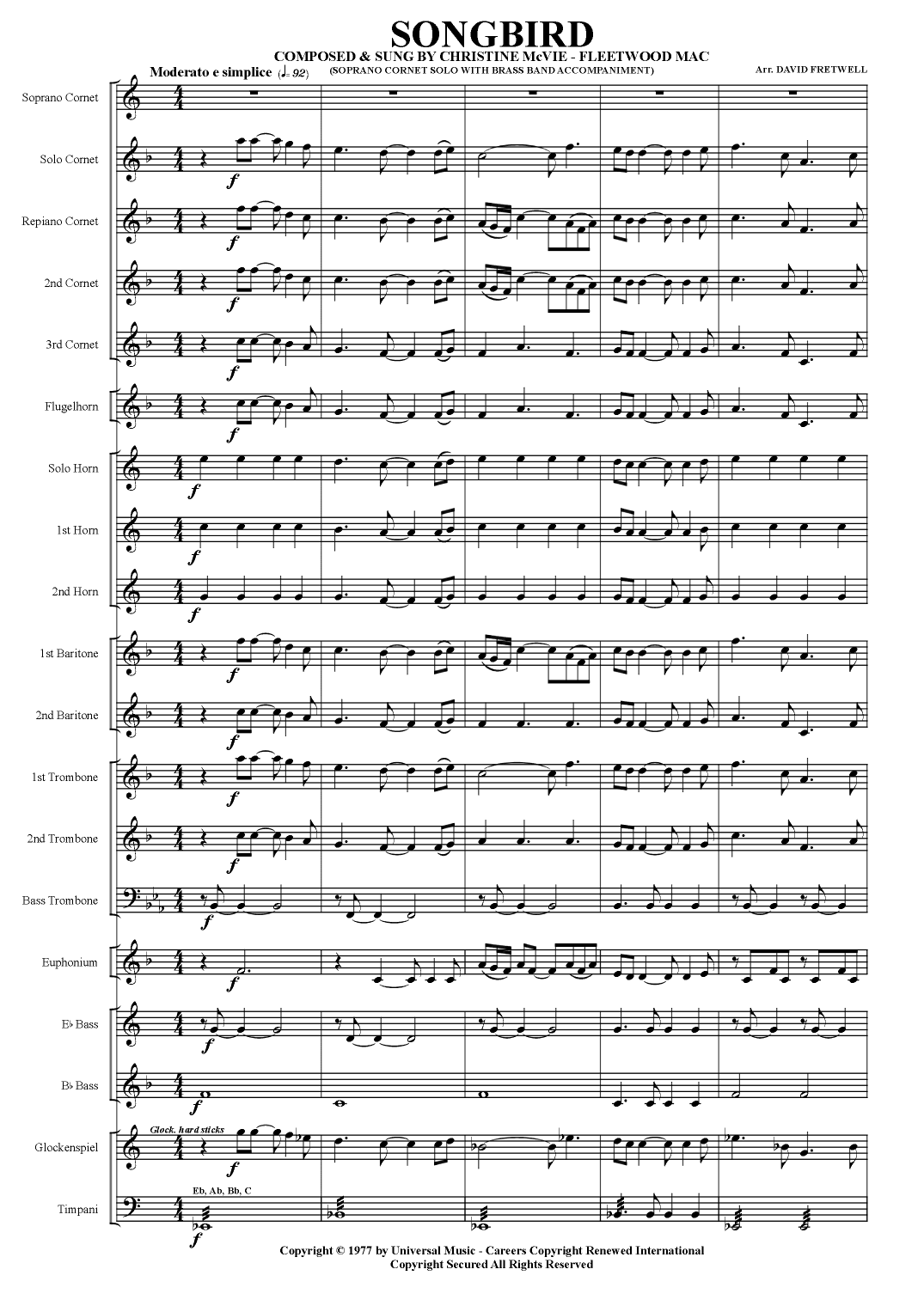 Songbird (arr. David J Fretwell)