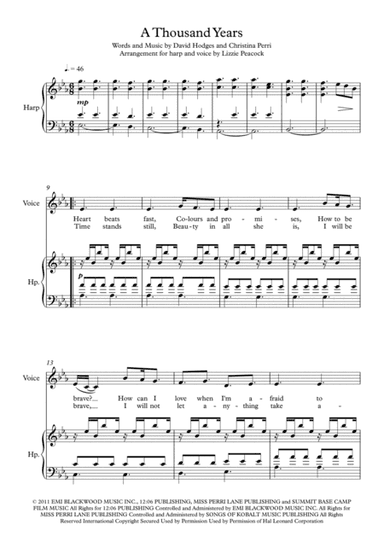 A Thousand Years (arr. Lizzie Peacock)