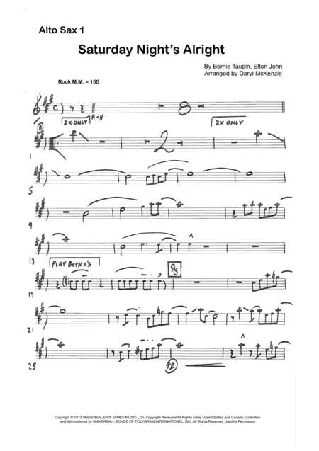 Saturday Night's Alright (for Fighting) (arr. Daryl McKenzie)
