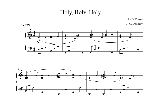 Holy, Holy, Holy (Solo Piano) (arr. B. C. Dockery)