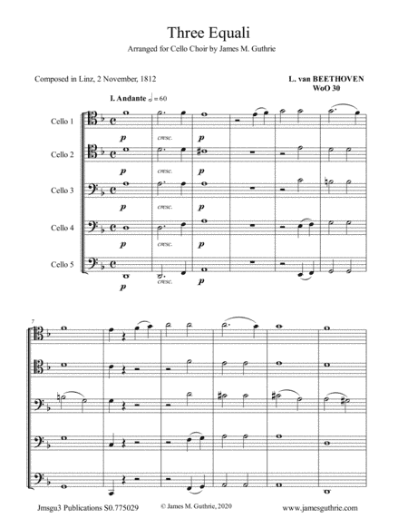 Beethoven: Three Equali WoO 30 for Cello Choir (arr. James Guthrie, ASCAP)