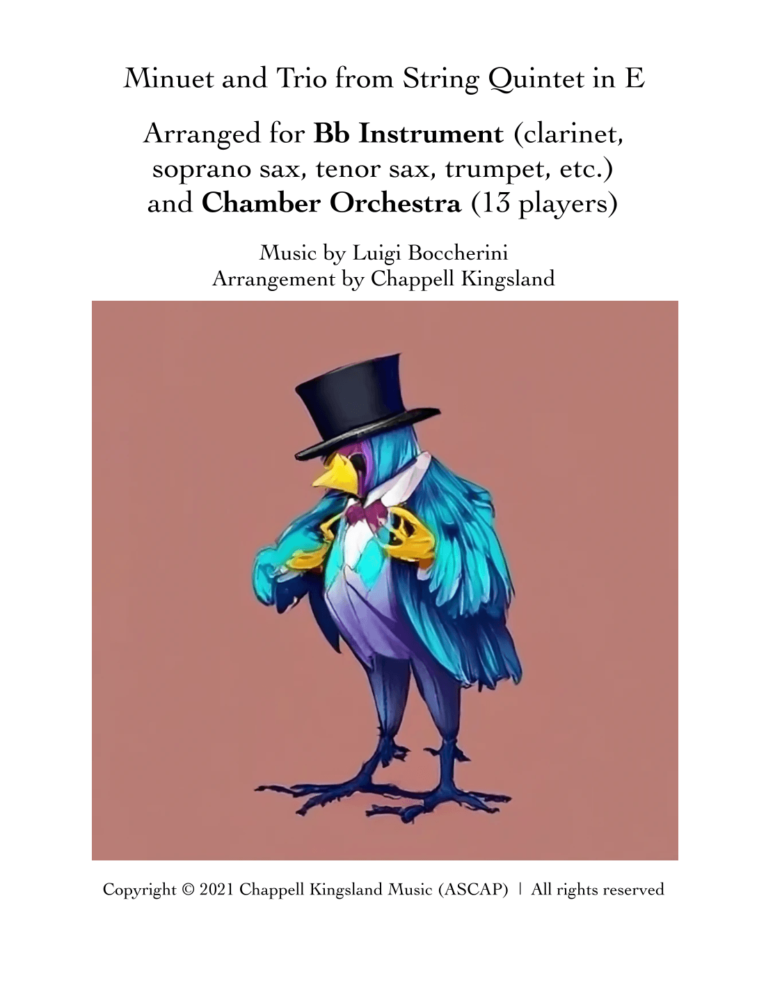 Boccherini Minuet and Trio - arr. for Instrumental Soloist (in Bb) and Chamber Orchestra (arr. Chappell Kingsland)