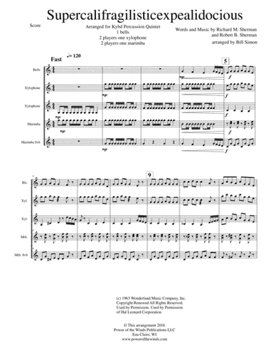 Supercalifragilisticexpialidocious from Walt Disney's MARY POPPINS (arr. Bill Simon)