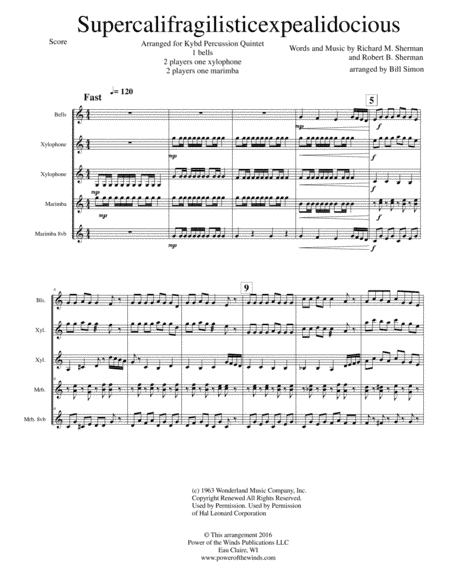 Supercalifragilisticexpialidocious from Walt Disney's MARY POPPINS (arr. Bill Simon)