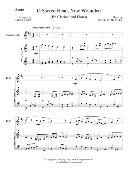 O SACRED HEAD, NOW WOUNDED (Bb Clarinet/Piano and Clarinet Part) (arr. Gary Lanier)