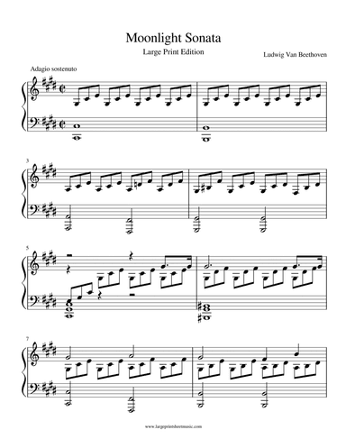 Moonlight Sonata LARGE PRINT EDITION (arr. Large Print Sheet Music)