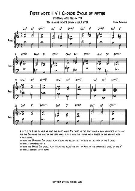 Three note II V I Chords Cycle of fifths - 7th on top