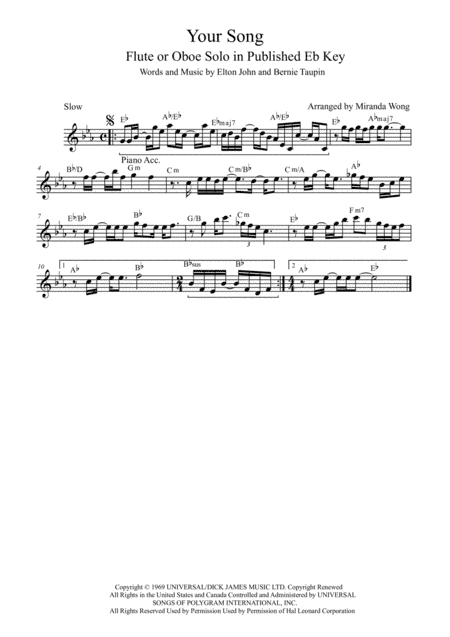 Your Song (arr. Miranda Wong)