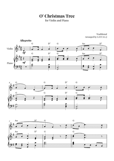 O' Christmas Tree (arr. G.D.V.S.L.J)
