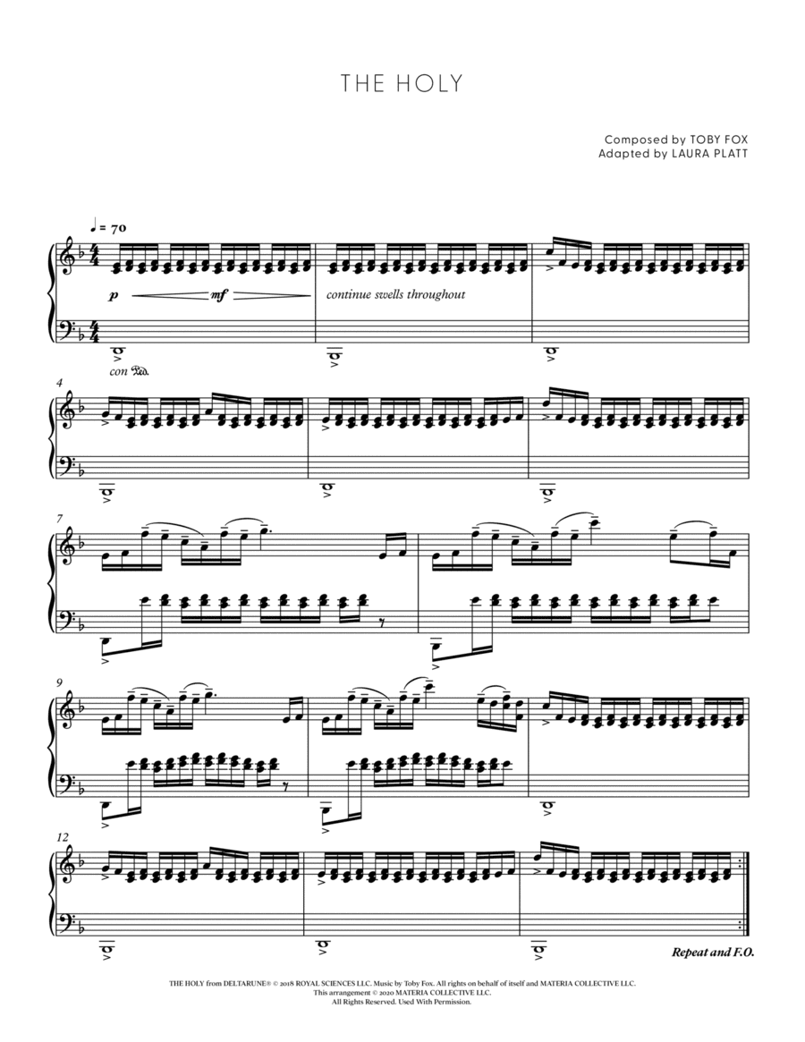 THE HOLY (DELTARUNE - Piano Sheet Music)