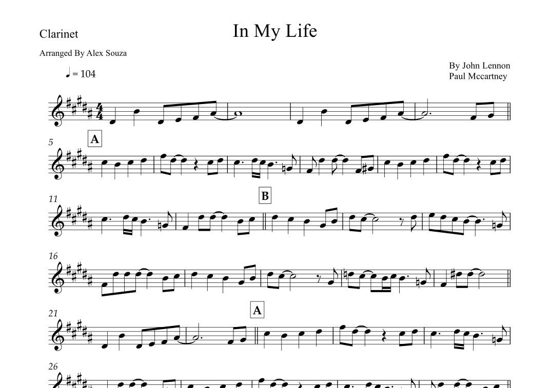 In My Life (arr. Alex Souza)