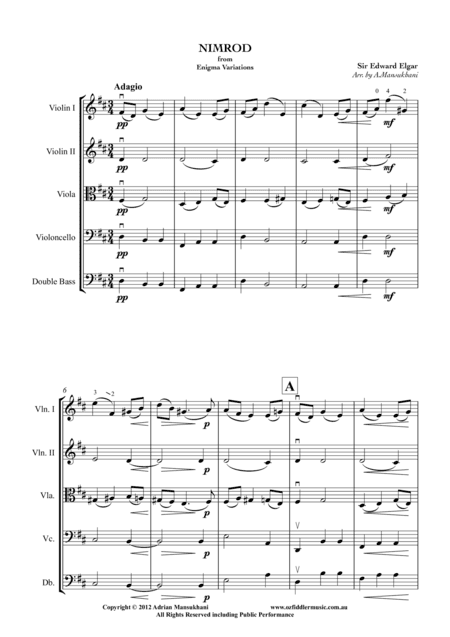 Nimrod, from Enigma Variations, by Sir Edward Elgar. Arranged for String Orchestra by Adrian Mansukh (arr. Adrian Mansukhani)