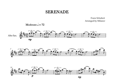 Serenade | Schubert | Alto Sax (arr. Milanov)