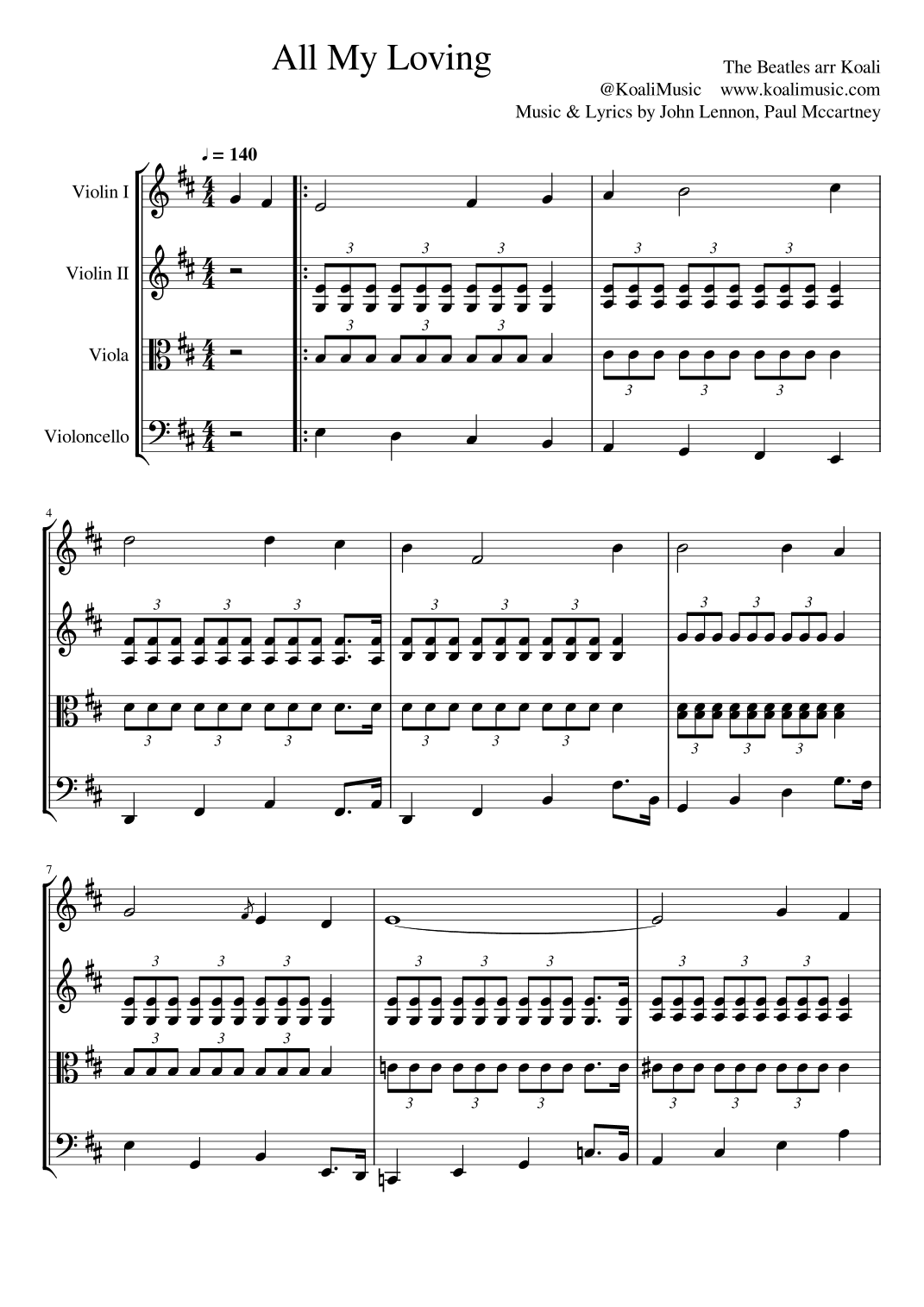 All My Loving (arr. KoaliMusic)